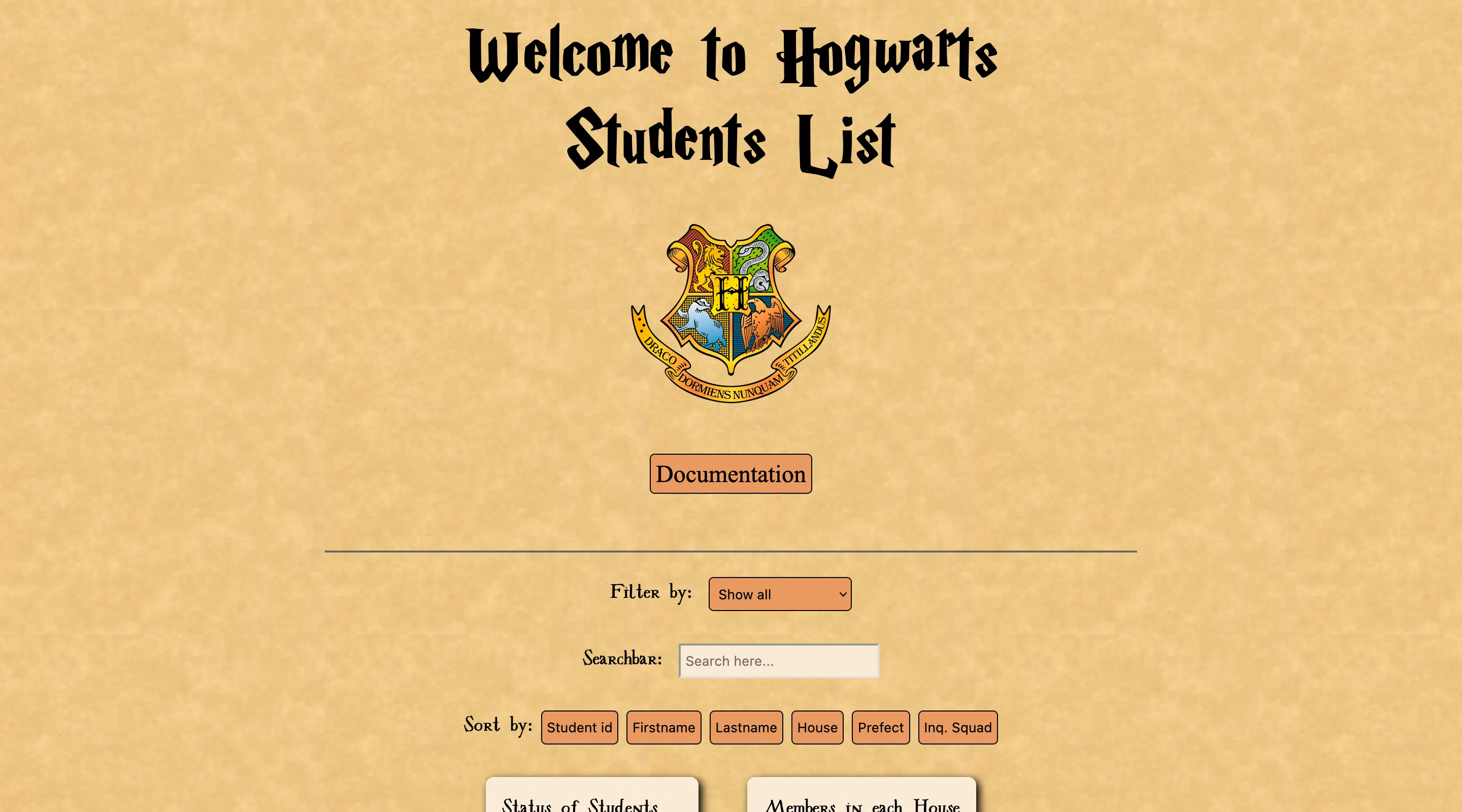 Hogwarts Student List